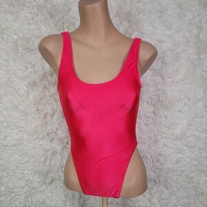 VTG 80's Gilda Marx Flexatard Hi-Cut Nylon Leotard Size S Red Dancewear Retro O